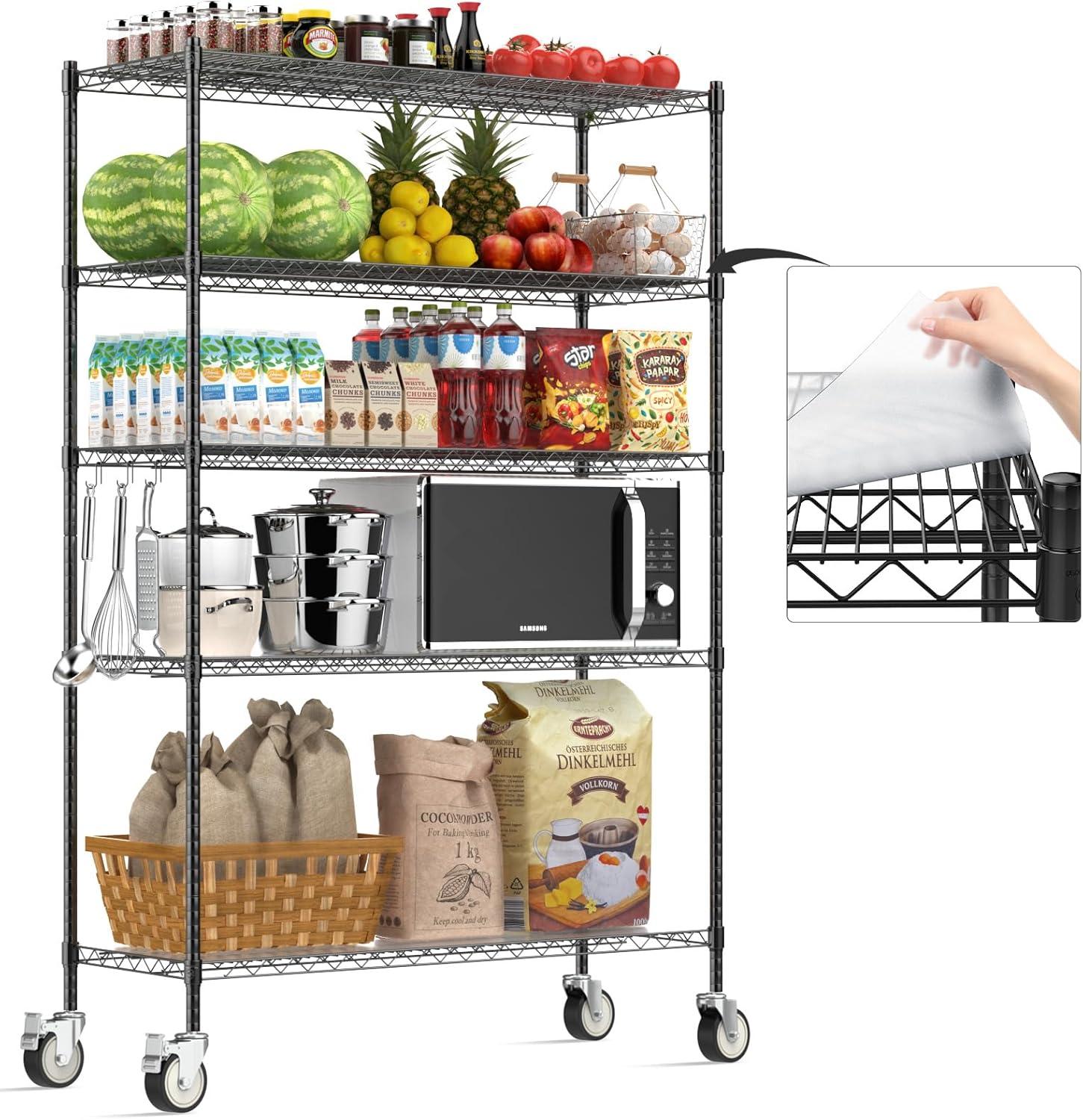 Wire Shelving with Wheels, 60x24x72 Inch, 2000 Lbs Storage Shelves ...